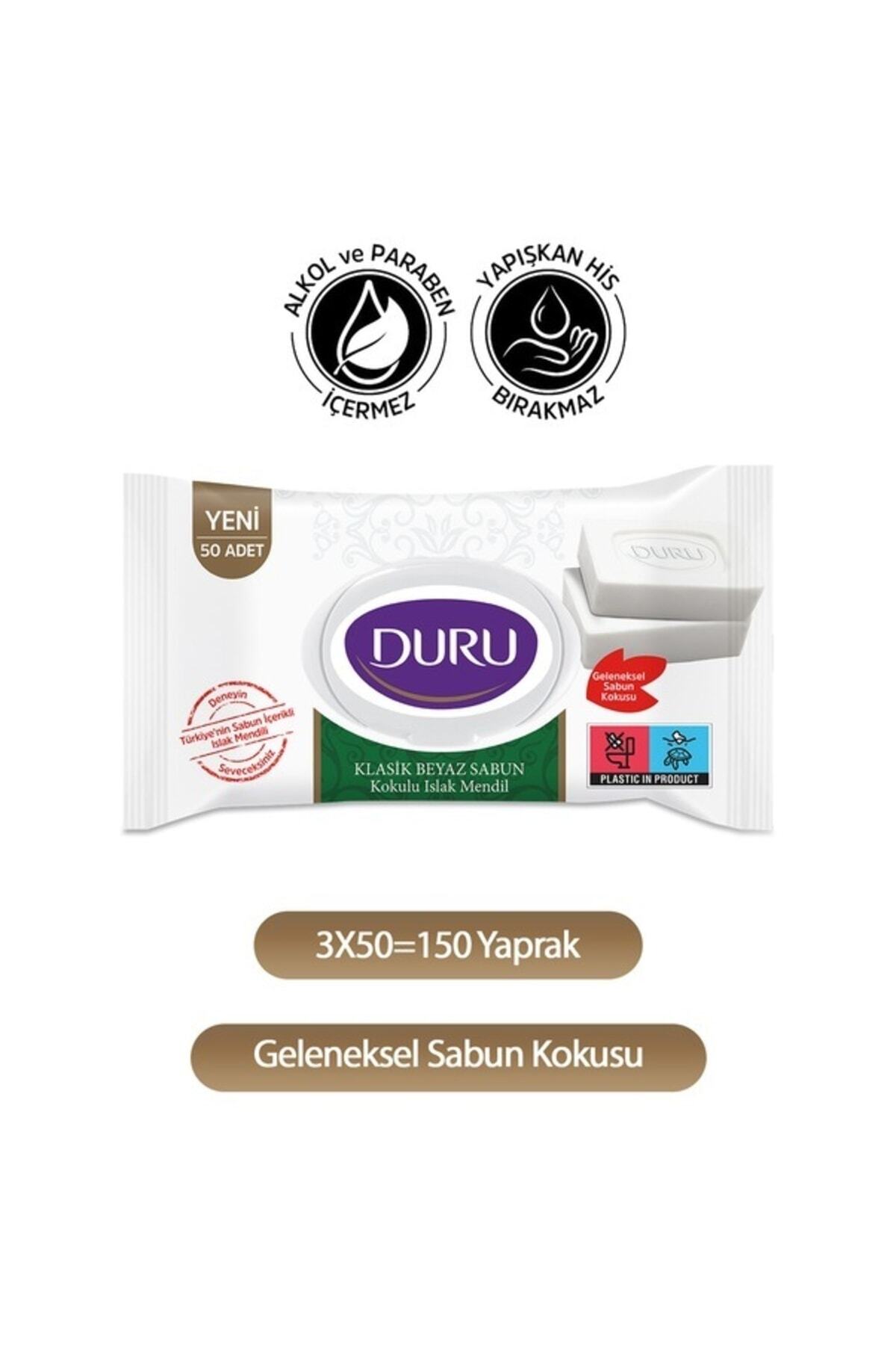 Duru Beyaz Sabun Kokulu Islak Mendil 3 X 50'li fotoğrafı 2 (önizleme)