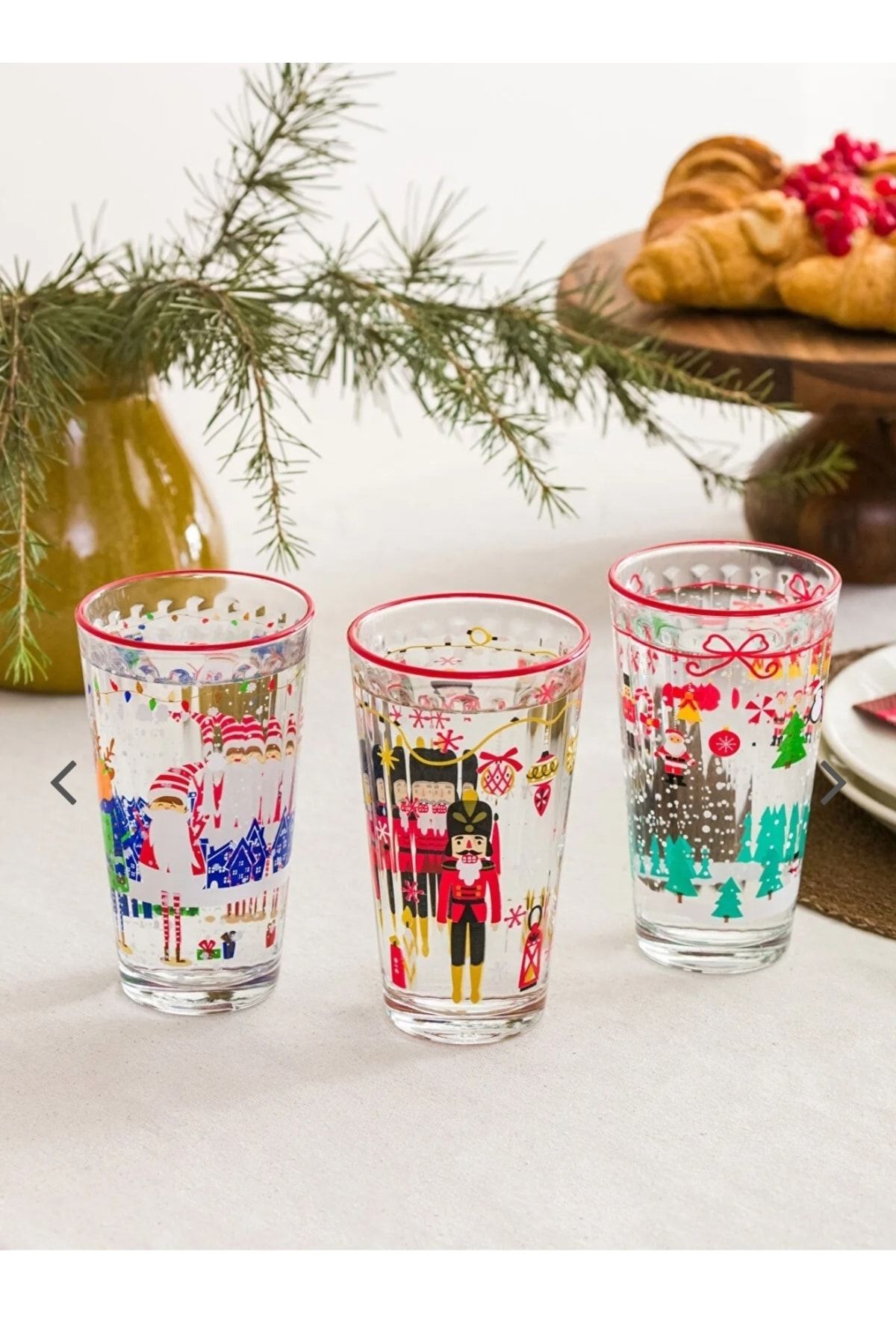 LC Waikiki Nutcracker Printed Glass Cup Set of 3 365 Ml