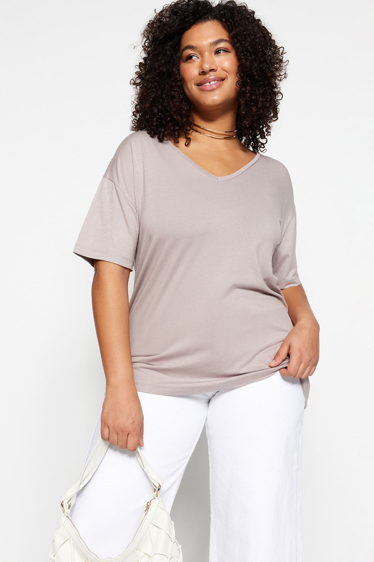 Trendyol Curve-Detailliertes Strick-T-Shirt mit Nerzkragen TBSSS22TS0877 2