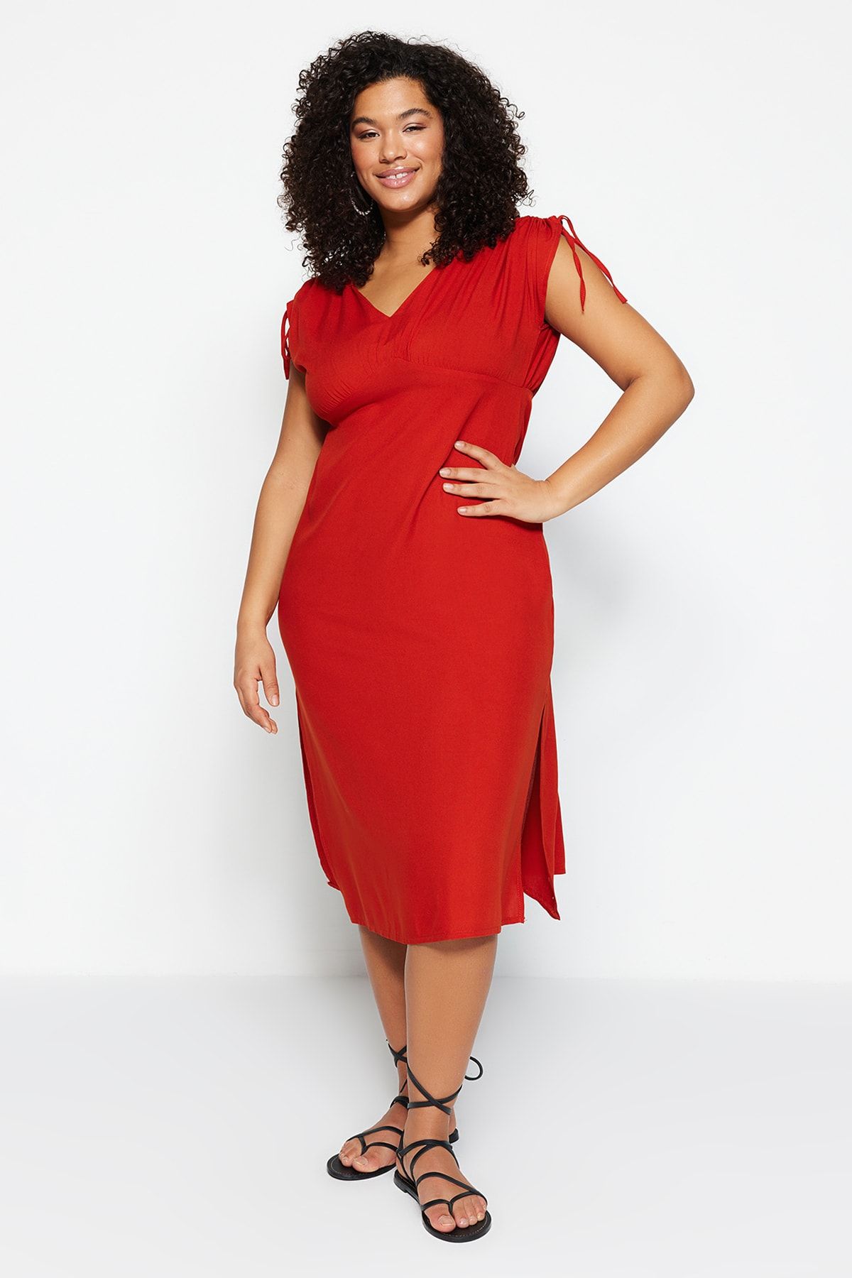 Plus size red sale and gold dress