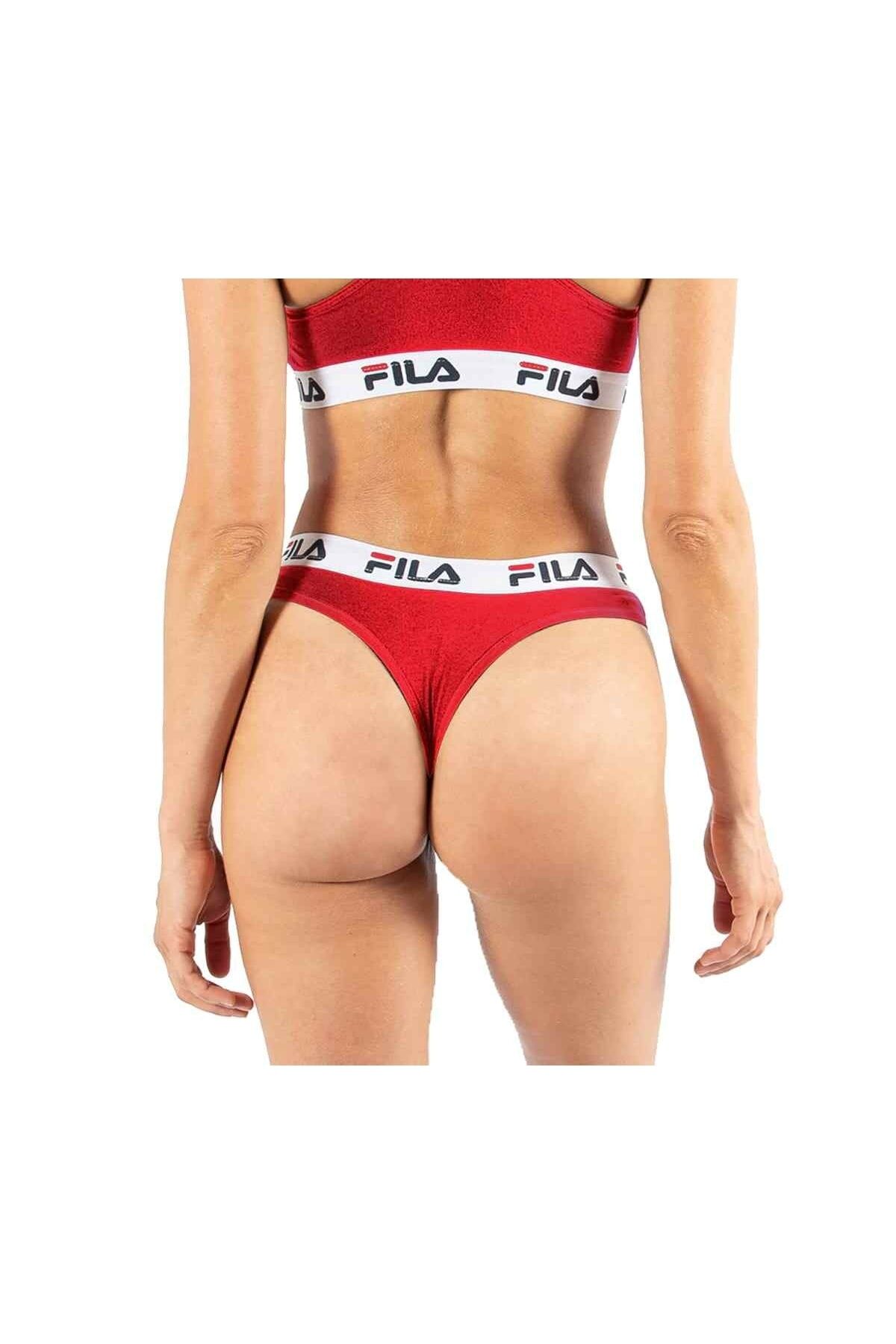 FILA-Damen String - Normal Bel, breiter Logo-Bund, Baumwolle, einfarbig 4