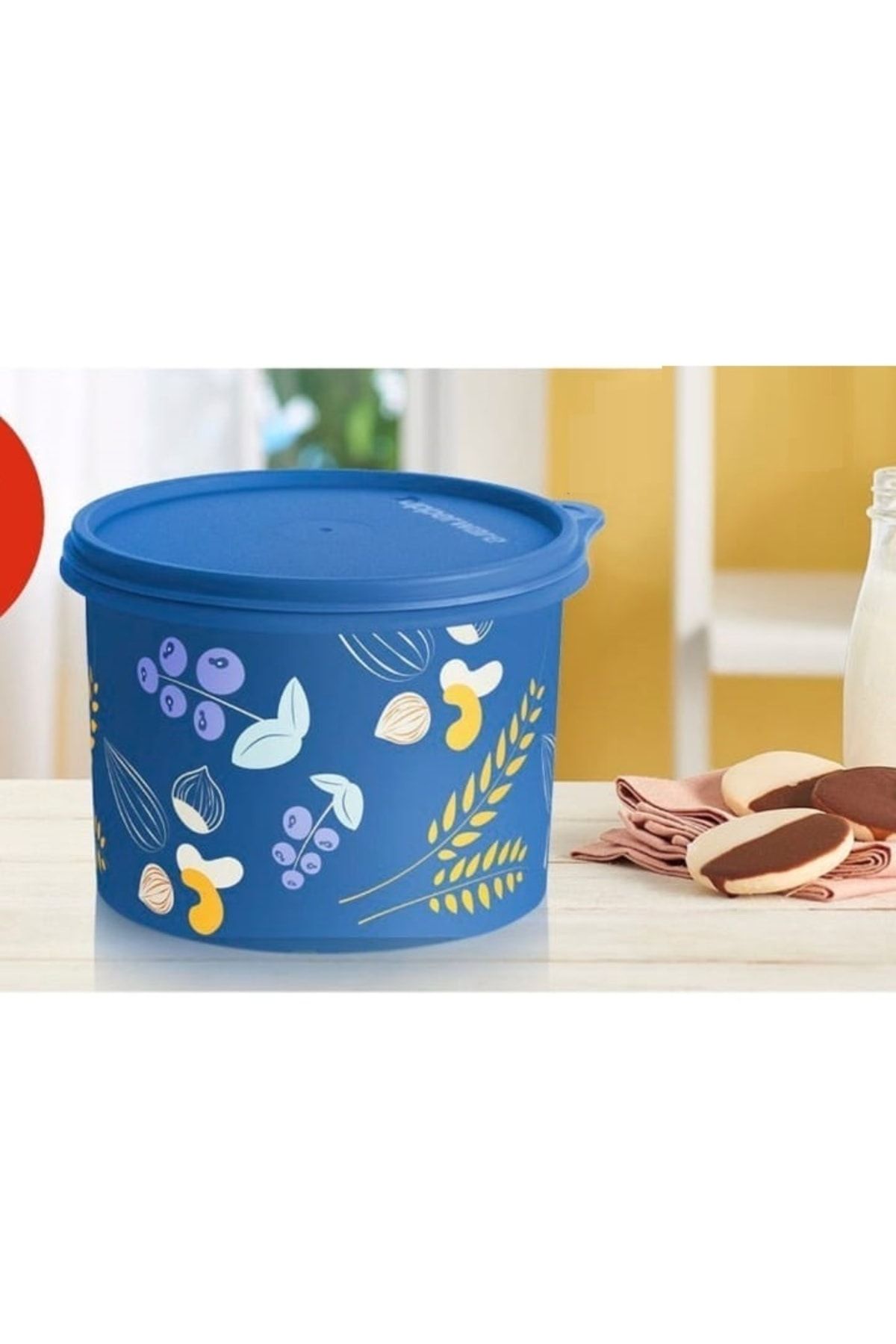 Tupperware-Cylinder Storage Container 1.1 Lt Blue Round Container 3