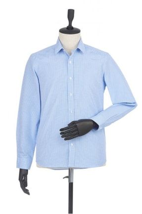 Mavi Kareli Desen Slim Fit Uzun Kollu Gömlek TYC00180284135