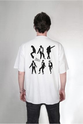 Michael Jackson Mj Dans Figürleri Çift Taraf Özel Tasarım Baskılı Oversize Unisex Tişört 42225g14da430553
