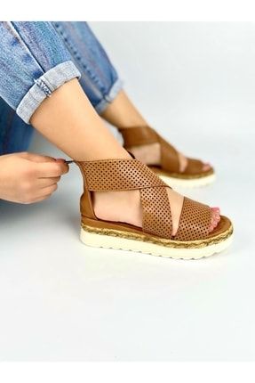 Kadın Taba Dolgu Topuk Sandalet Topuk Boyu 4,5 Cm W-Lİ-1408