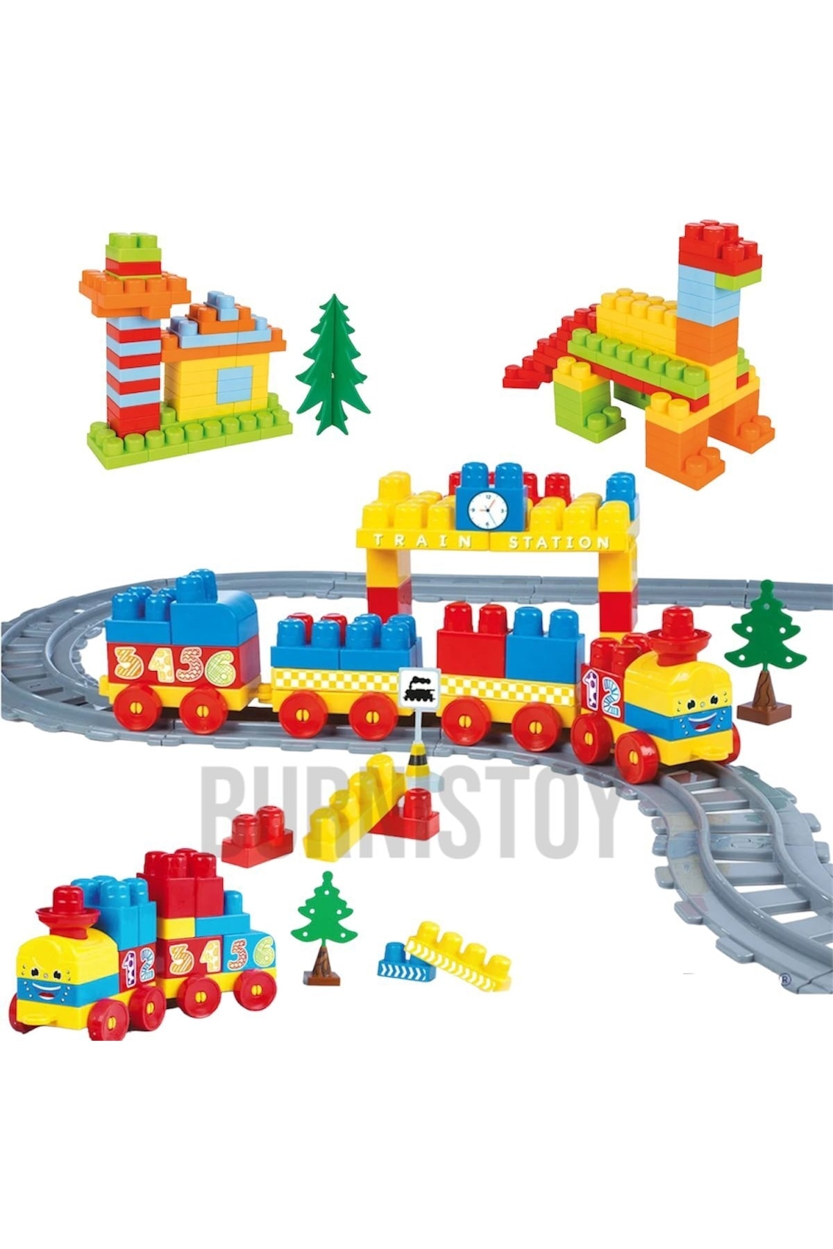 Burnis Toy Oyuncak Tren Ve Yol Yapımı Blok Seti 89 Parça Eğitici Set