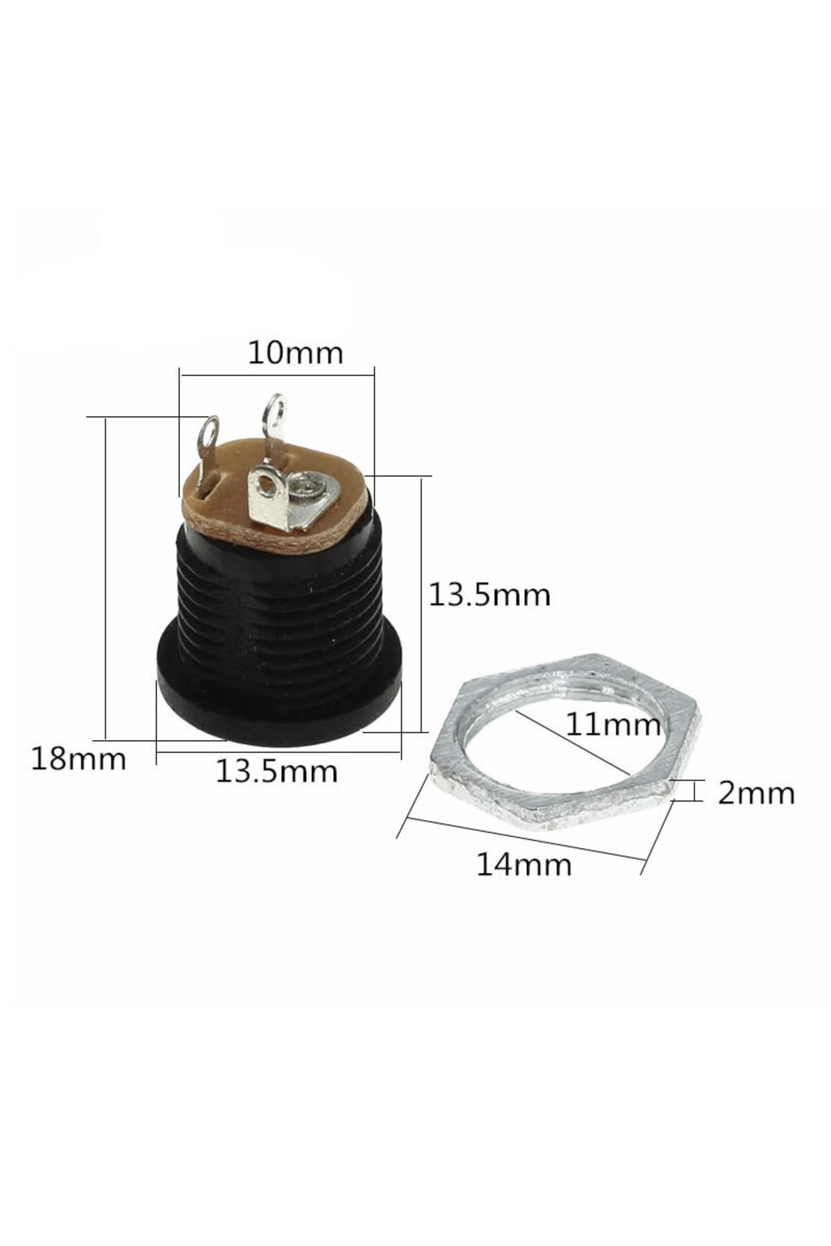 5.5x 2.1mm Plastik DC Güç Soketi Panel Montaj Power Jack Adaptör 5