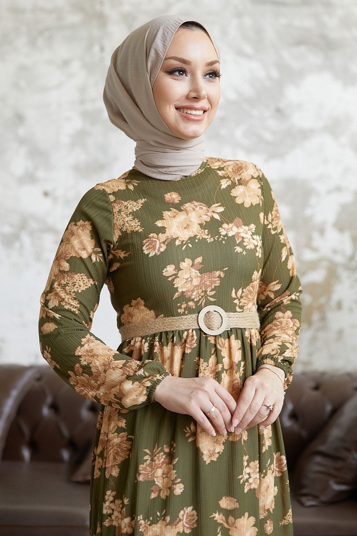 Khaki hijab outfit shop