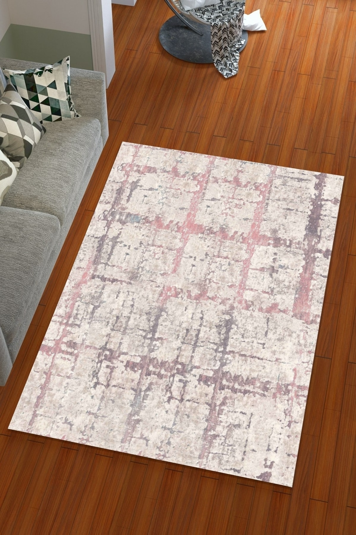 Miray Tekstil Ipek Kadife Pembe Renkli Jet Desen Lastikli Halı Örtüsü