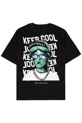 Keep Cool Siyah Oversize Unisex T-shirt AG132OT