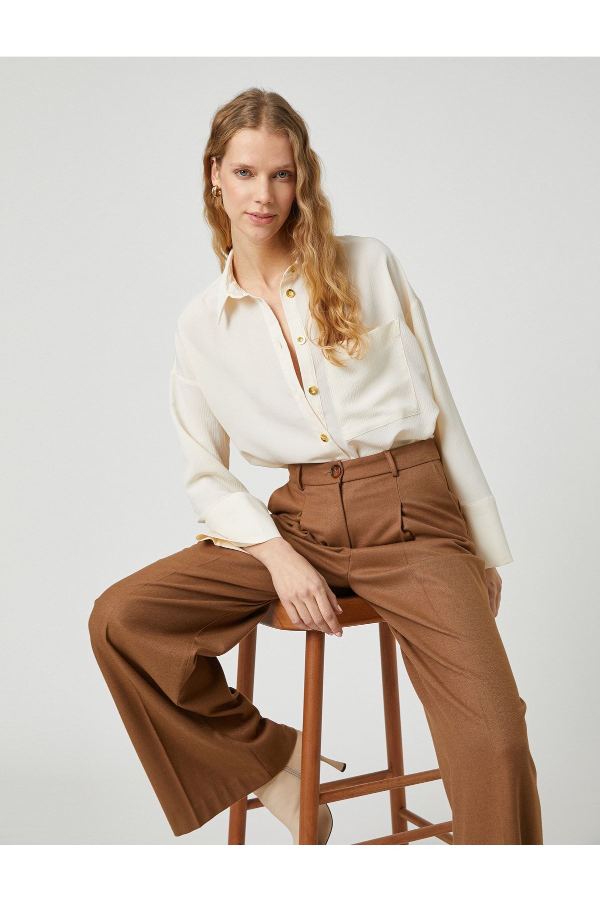 Koton Hemd Ecru Regular Fit