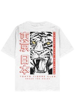 Japan Tiger Beyaz Oversize Unisex T-shirt AG130OT