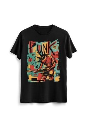 Unisex Erkek Kadın Punk Music Baskılı Tasarım Siyah Tişört Tshirt T-shirt TYC00287974022
