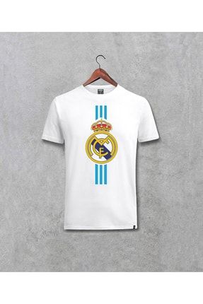 Unisex Beyaz Real Madrid Baskılı Tişört 33610107566161