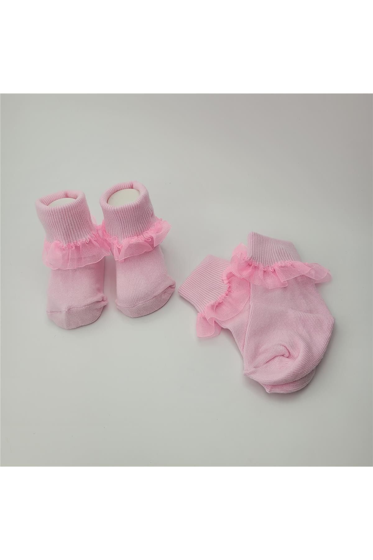 Rosfloa 2'li Tüllü Bebek Çorabı Pembe NE6654