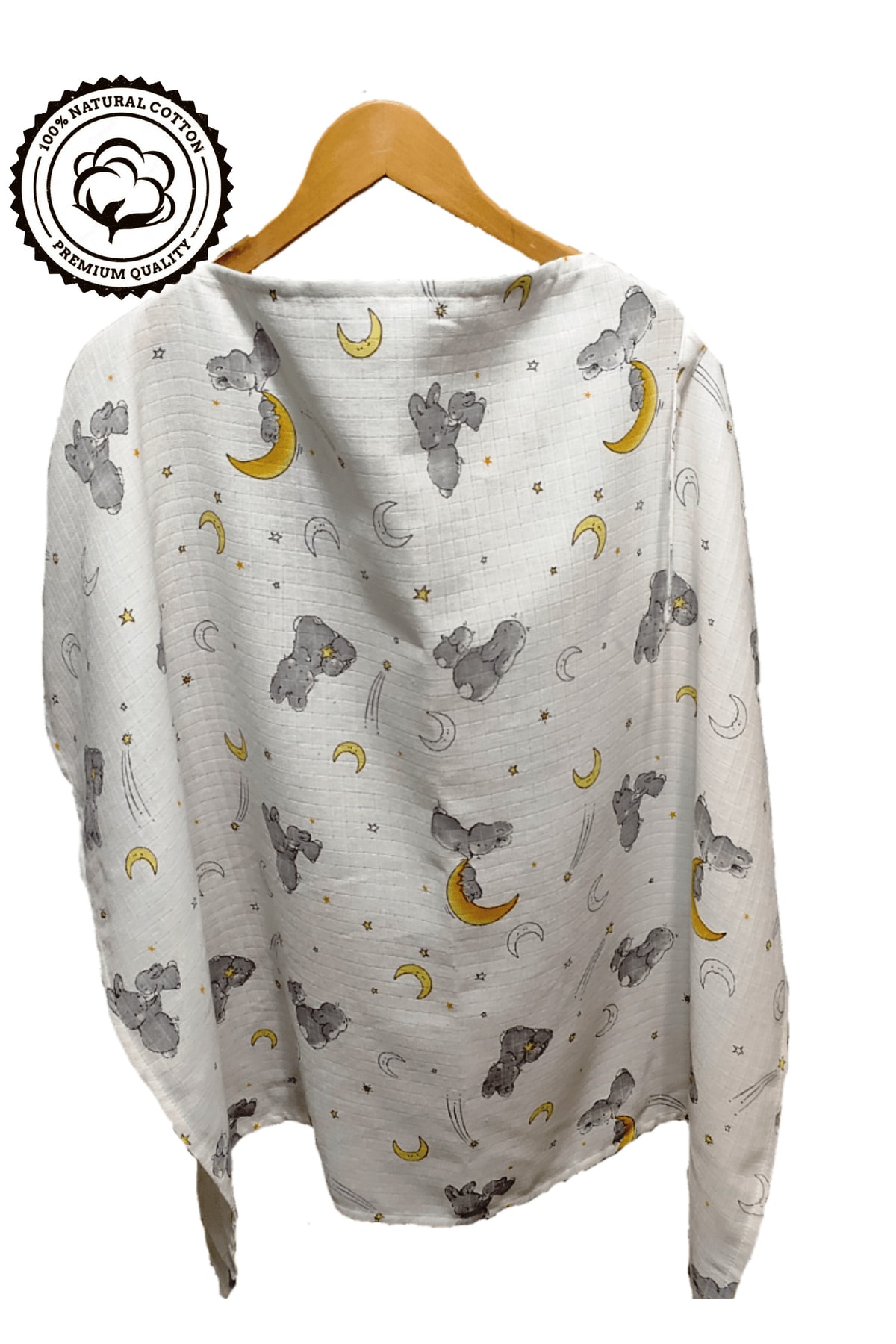 BeybiNest Müslin Balenli Emzirme Önlüğü Ve Puset Örtüsü Sevimli Tavşanlar fotoğrafı 2 (önizleme)