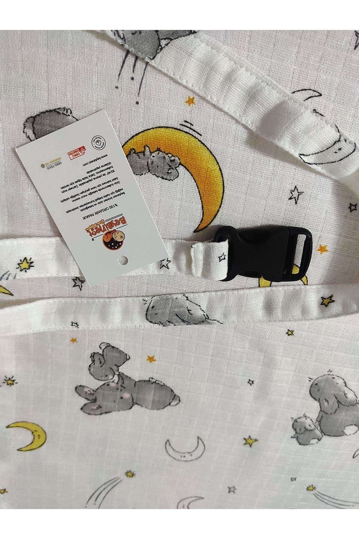 BeybiNest Müslin Balenli Emzirme Önlüğü Ve Puset Örtüsü Sevimli Tavşanlar fotoğrafı 3 (önizleme)