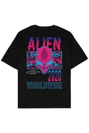 Alien Siyah Oversize Unisex T-shirt AG89OT
