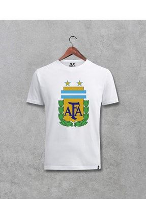 Arjantin Milli Takım Logo Baskılı Beyaz Tişört 3328543212135