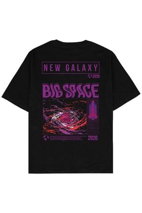 Big Space Siyah Oversize Unisex T-shirt AG71OT