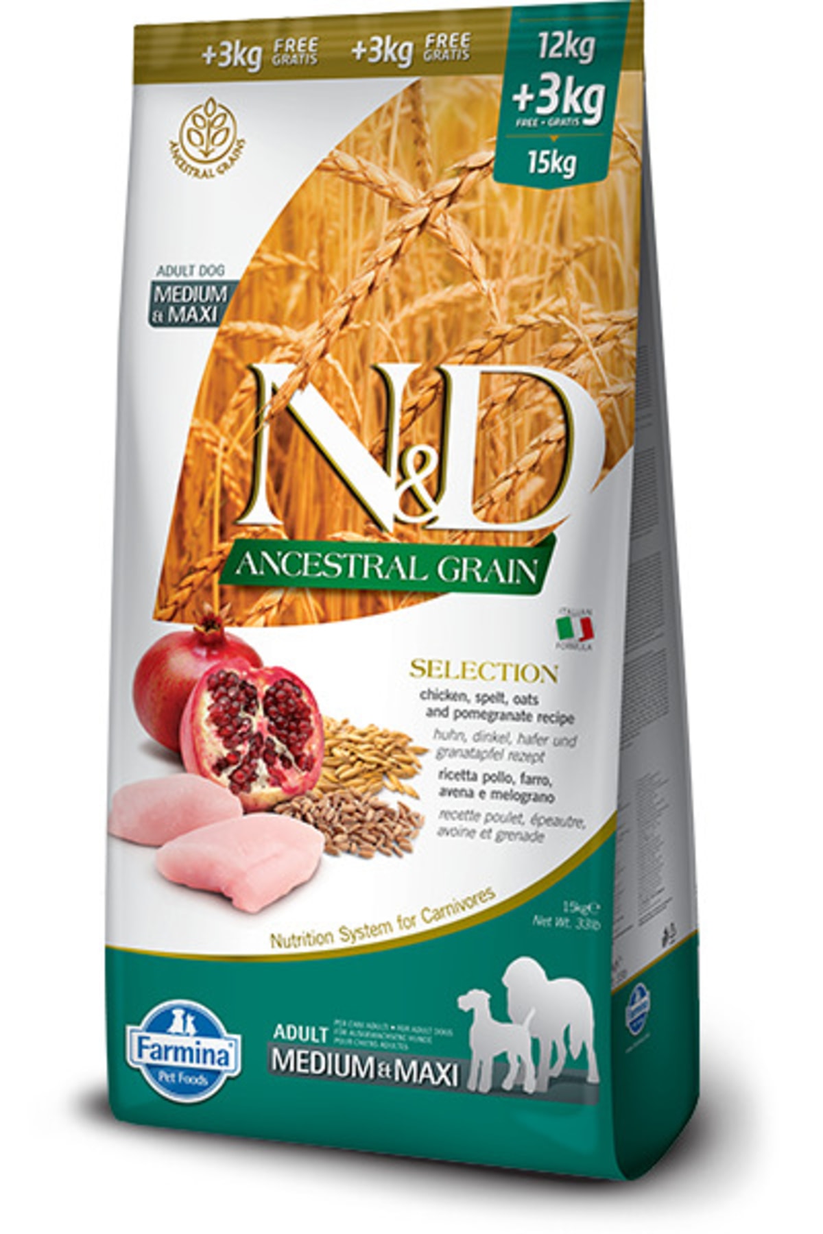 N&D N&d Ancestral Selection Tavuk & Nar Yetişkin Medium Maxi Köpek Maması 15 Kg