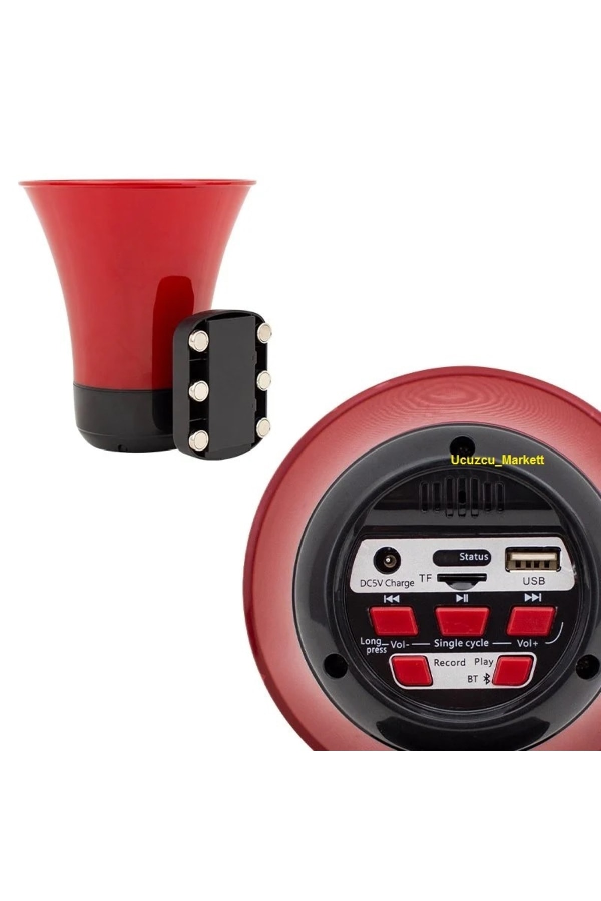 Araç Üstü Mıknatıslı 50 W Anons Hoparlör (Şarjlı-Bluetooth-USB-SD) Ses Kaydı Yapar Ve Tekrar Eder 2