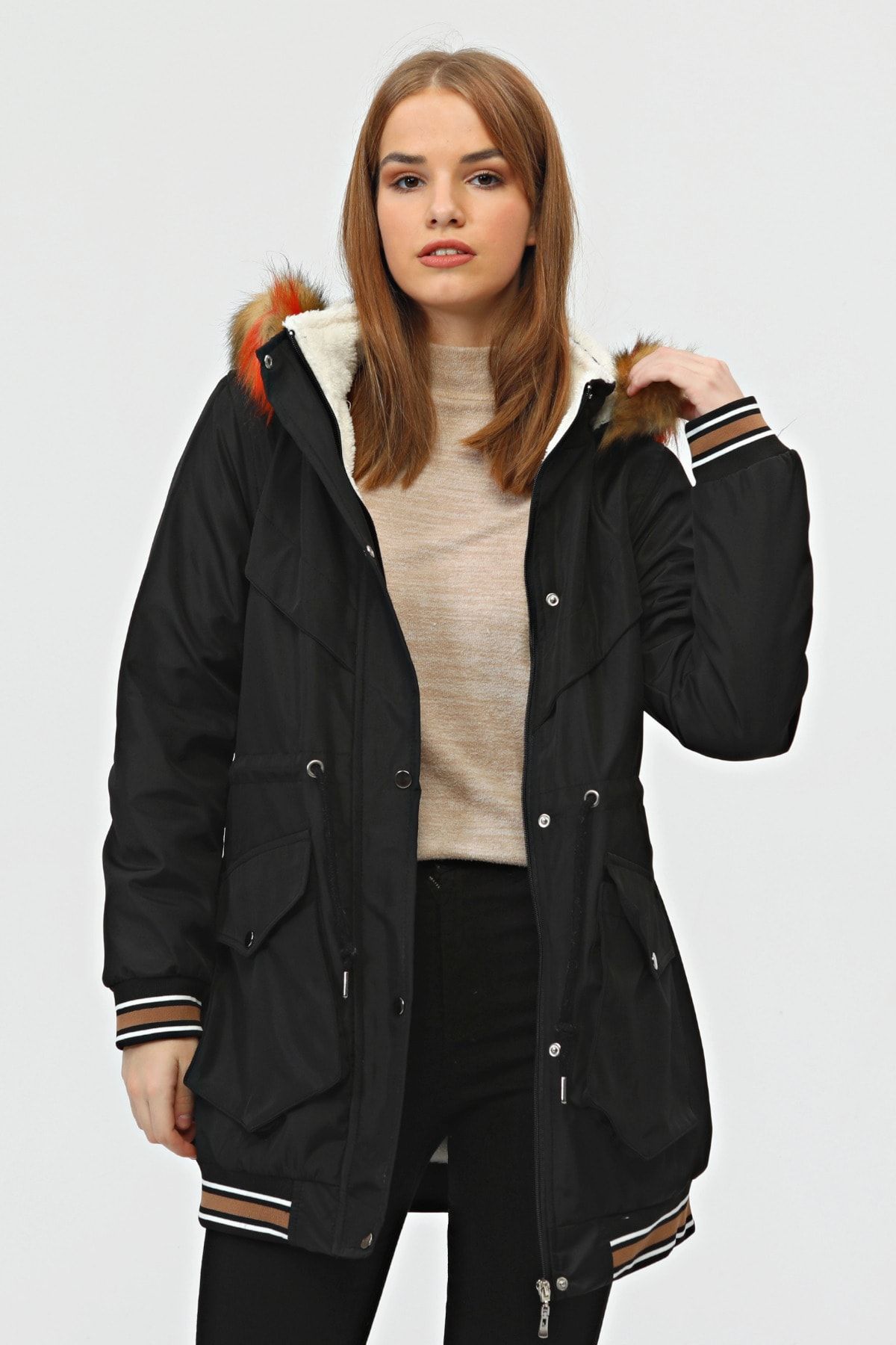 Thick fur hooded parka outlet