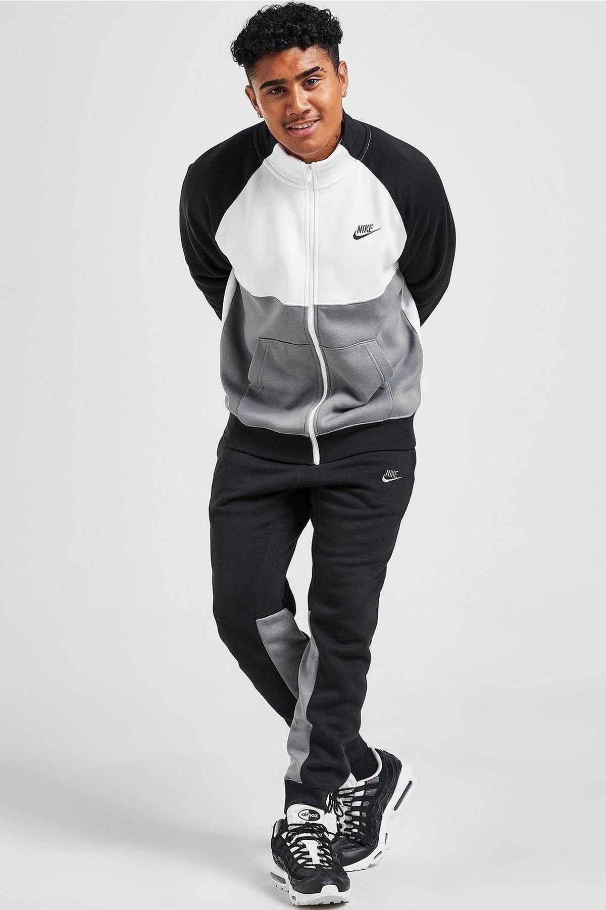 Nike Track Suit Fleece Colorblock Full Zip Şardonlu Pamuklu Kalın Eşofman Takımı