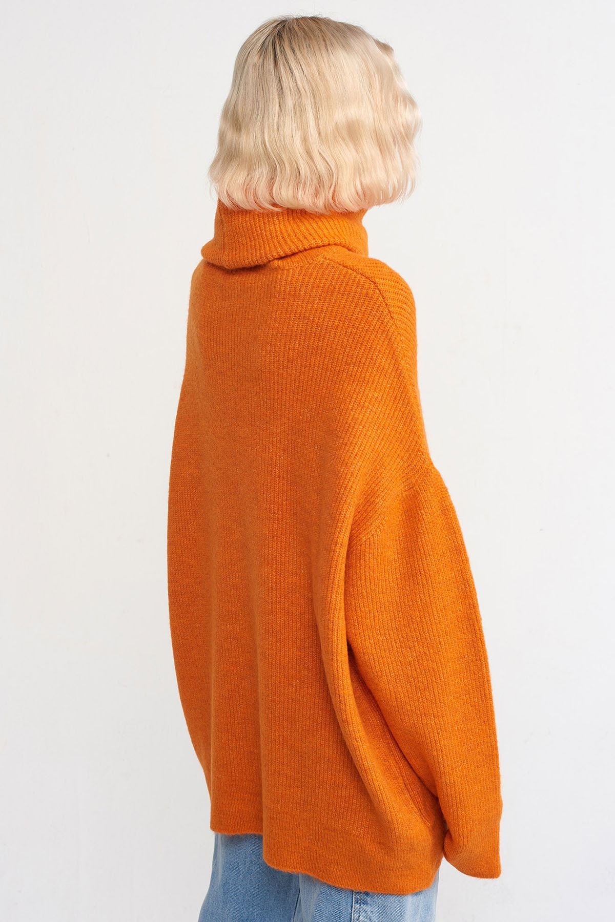 Orange oversized turtleneck sweater online