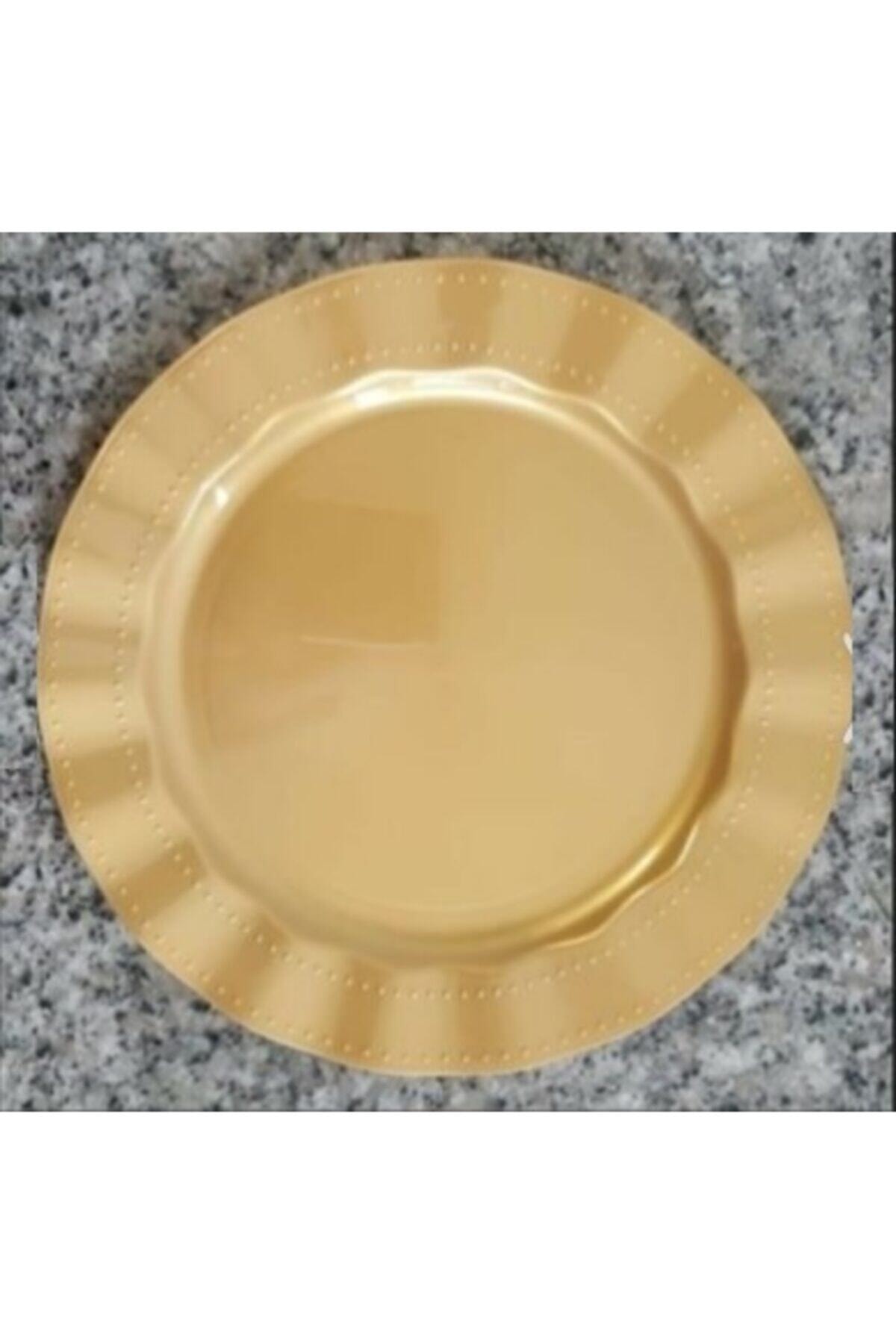 14Süs Gold Renkli Mika Tabak 26 cm 6'lı