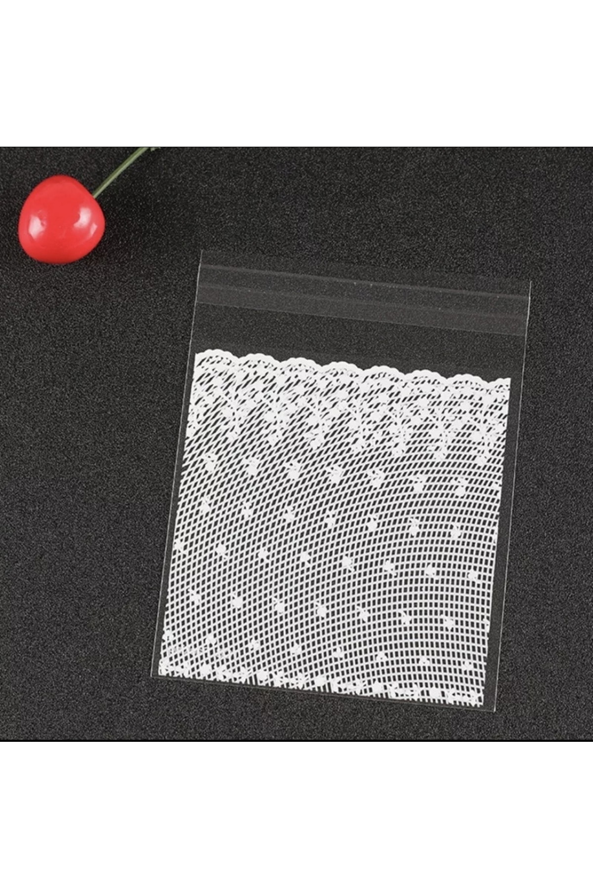 Genel Markalar Bantlı Şeffaf Desenli Poşet Opp 10x10 Cm 95 Adet