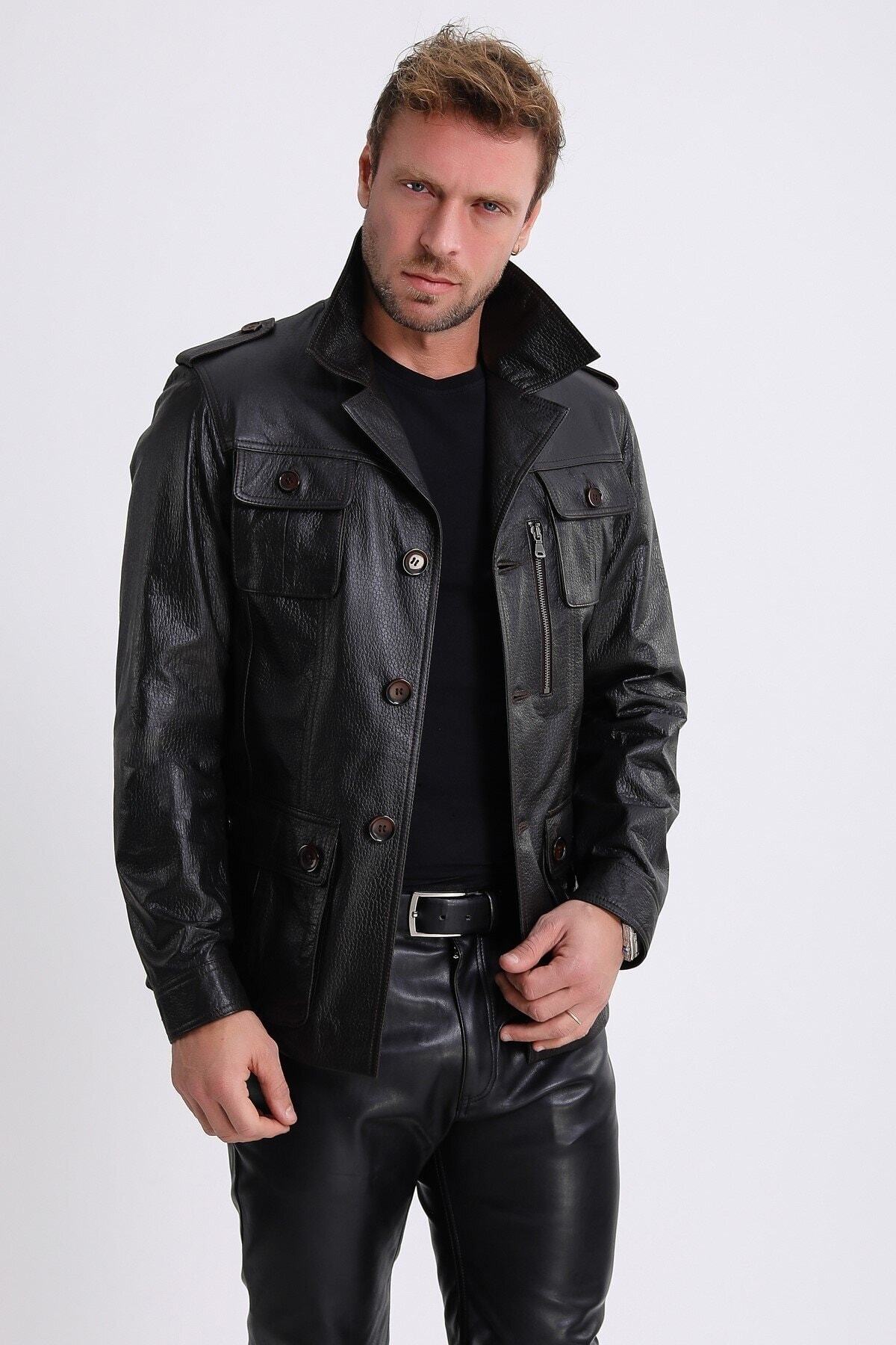 ژاکت مردانه مشکی Leather Club | EC-0904 اورجینال - تصویر 3