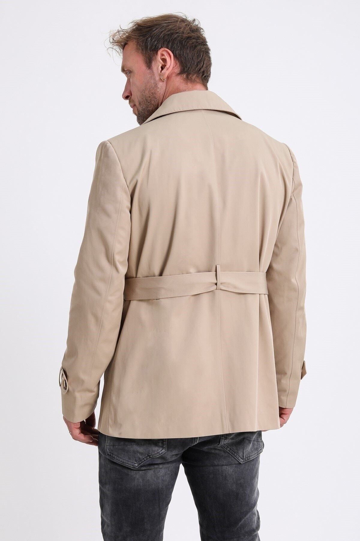 Leather Club Bej Fiber Trench Kaban görsel 4