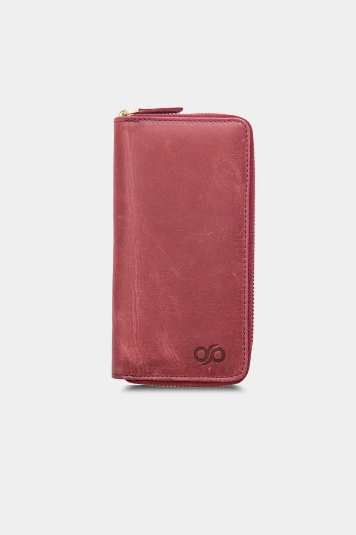 rakunart-Forest Zippered Portfolio Wallet Claret Red 4