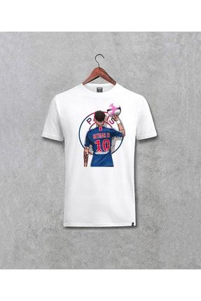 Erkek Beyaz Neymar Psg Baskılı Tasarım T-shirt 77610107566195