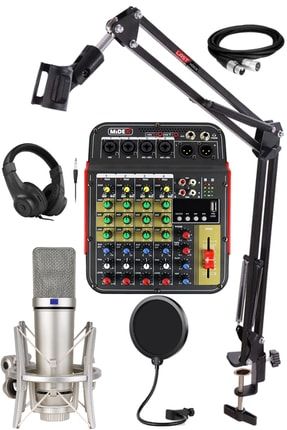 Midex Vokal Paket-2 Cx1 Stüdyo mikrofon 6 Kanal stüdyo Kayıt Mikseri Kulaklık Ve Full Set 22724