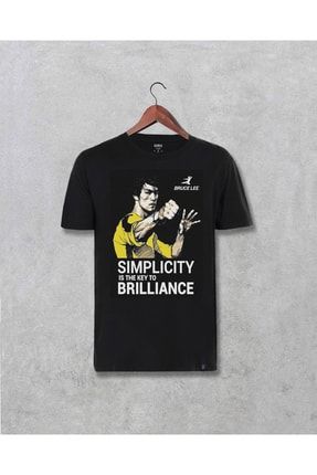 Erkek Siyah Bruce Lee Özel Tasarım Baskılı Tişört 3399943212095