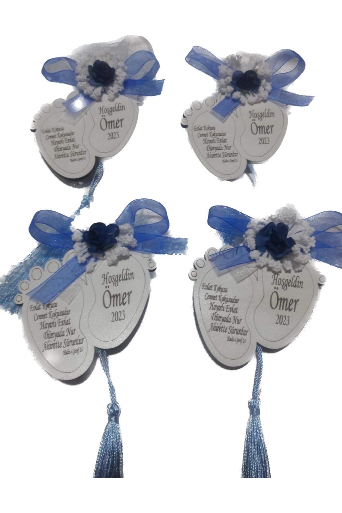 Wooden Welcome Baby Foot Figure Magnet with Hadith Written 12 Pieces