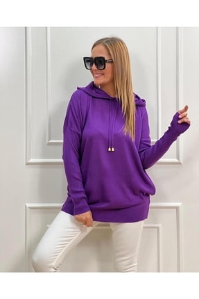 citycenterfashion Kadın Triko Kapüşonlu Kazak Cty-akc-11185