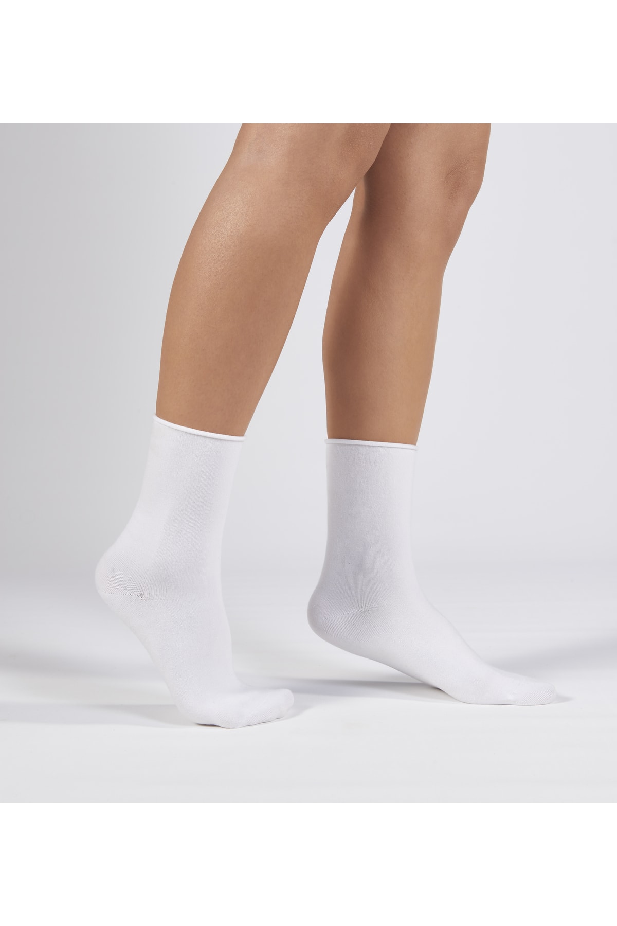Forwena 2'li Paket Beyaz Modal Lastiksiz Dikişsiz Kadın Soket Çorap