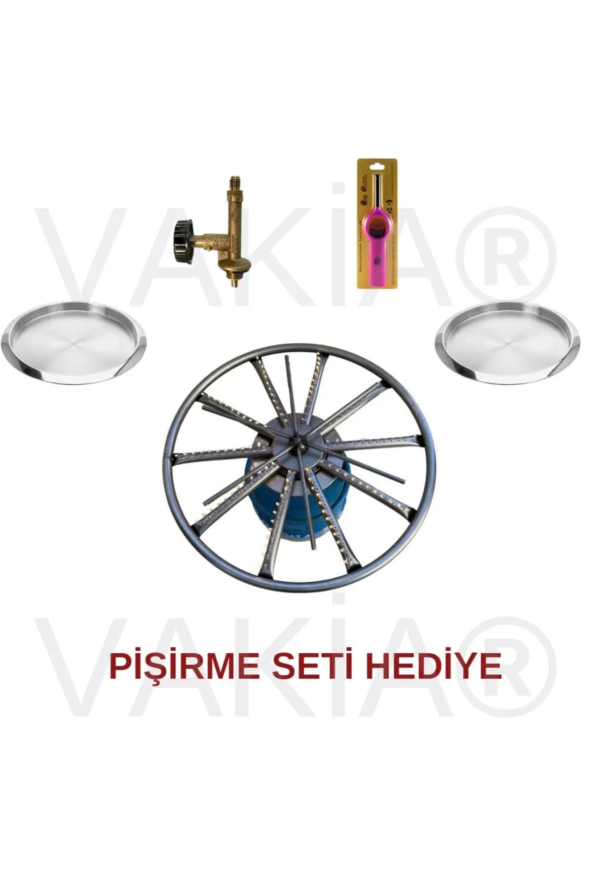 Vakia 38 Cm Nikelaj Künefe - Kadayıf - Balık - Börek Pişirme Ocağı Seti / Döner Başlıklı