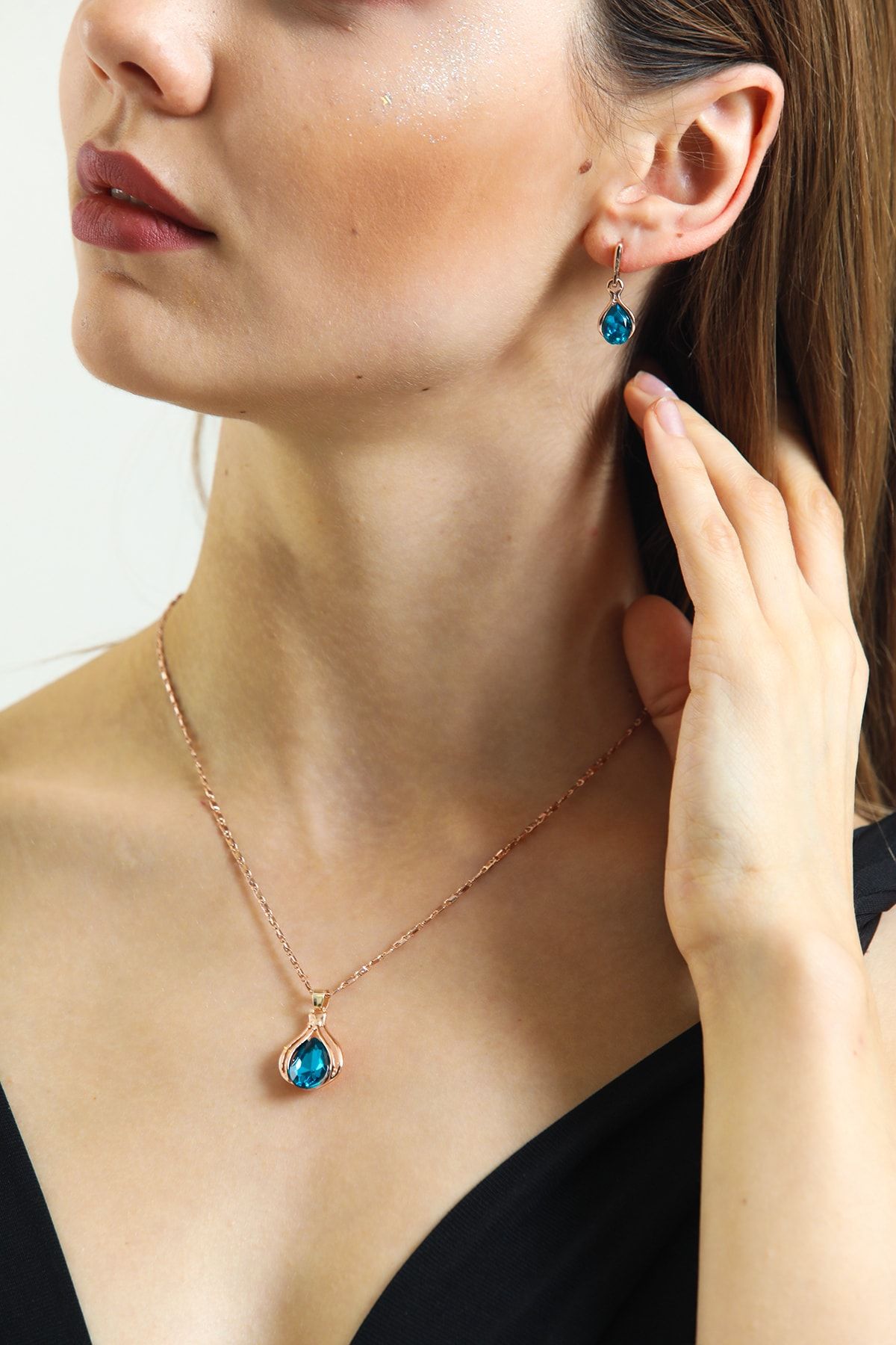 Xepette Jewelry Women s Gold Plated Blue Zircon Stone Ocean