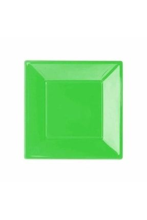 Yeşil Plastik Kare Tabak 17 cm 8'li yeşil tabak