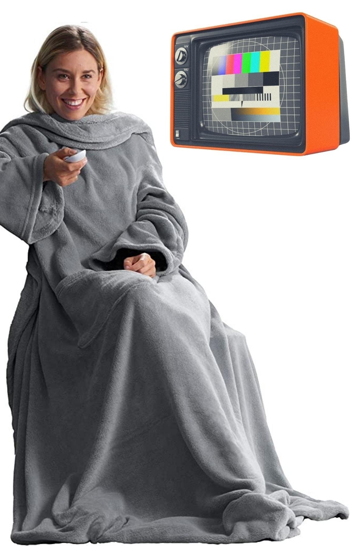 OverPazar Battaniye Tv Battaniyesi Cepli Tv Battaniyesi 125*170 Cm Tek Kişilik Battaniye Polar Battaniye