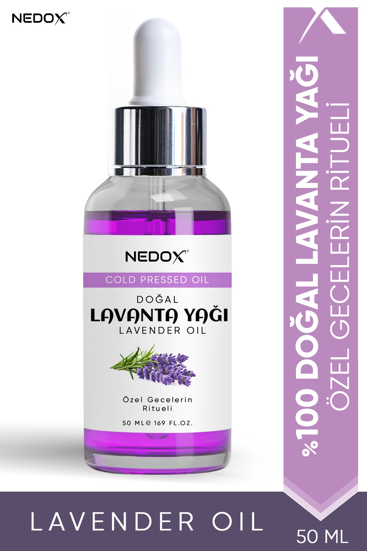 NEDOX Lavanta Yağı %100 Doğal Bitkisel Özel Gecelerin Ritueli Lavender Oil 50 Ml