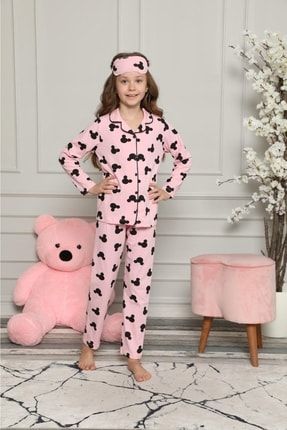 Kız Çocuk Pembe Mickey Desenli Pijama Takımı. PM2004