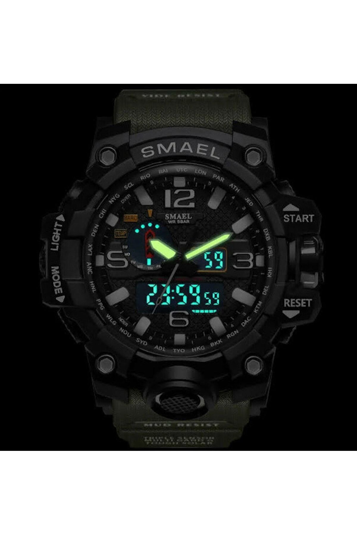 SMAEL-Men's Wristwatch Analog Digital Sports Black Fashion Trend Watch Gold 1545 3