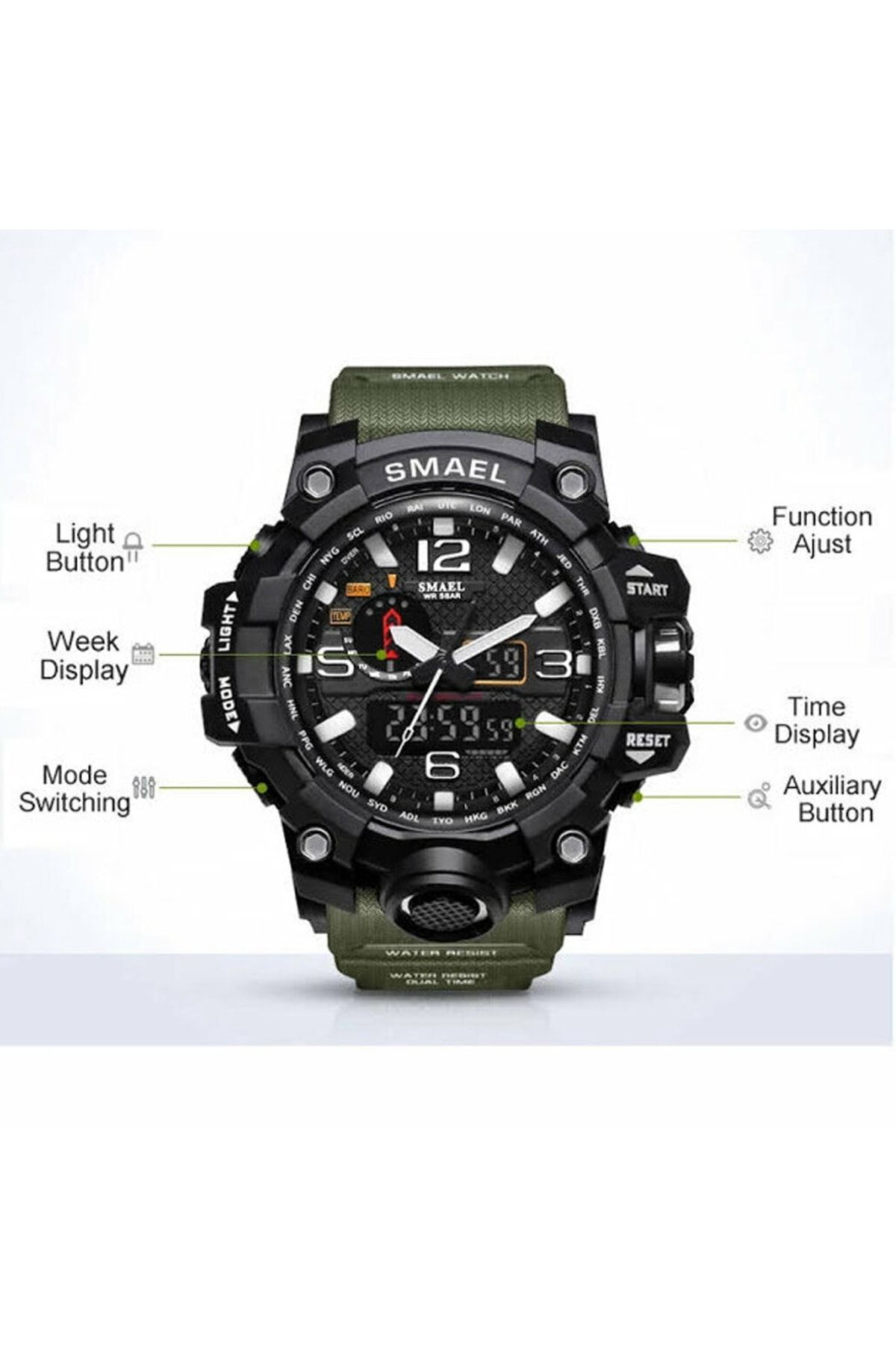 SMAEL Men s Wristwatch Analog Digital Sports Black Fashion Trend Watch Gold 1545 Trendyol