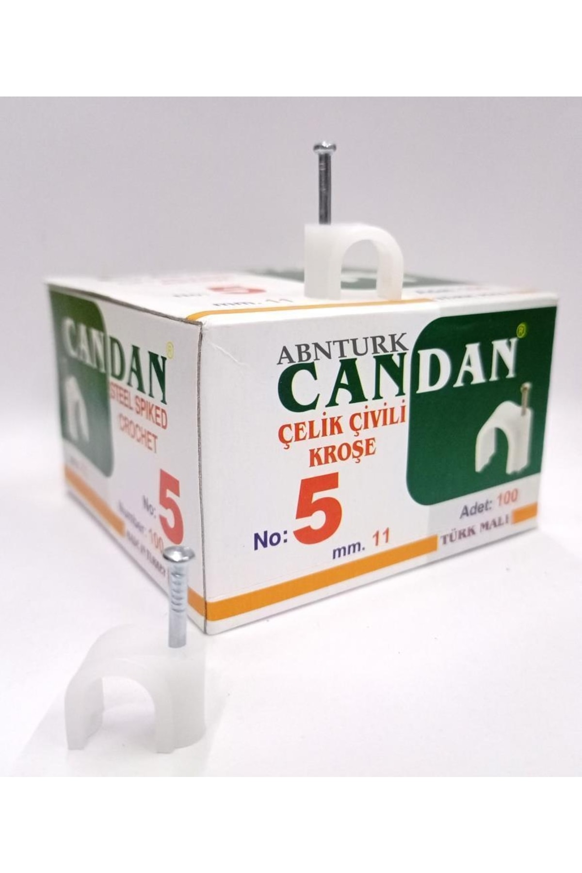 abnturk 100 Adet Paslanmaz Çelik Beton Çivili 5 No 11mm Kroşe En Sağlıklı Sağlam Kablo Montajı Özel Üretim