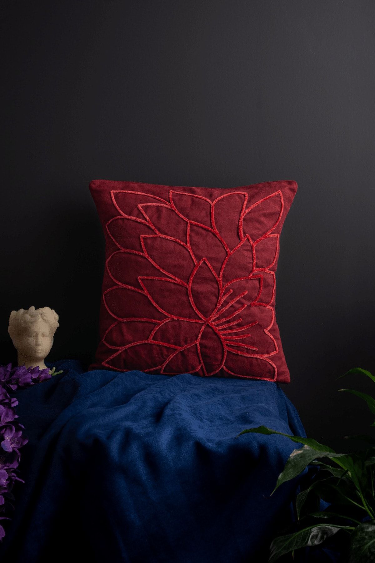 Dark red deals cushion covers